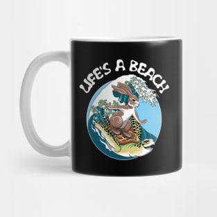 Surfing turtle and Rabbit - Life's a beach Mug